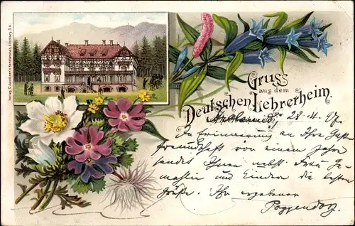 Litho Szklarska Poręba Schreiberhau Riesengebirge Schlesien, Deutsches Lehrerheim
