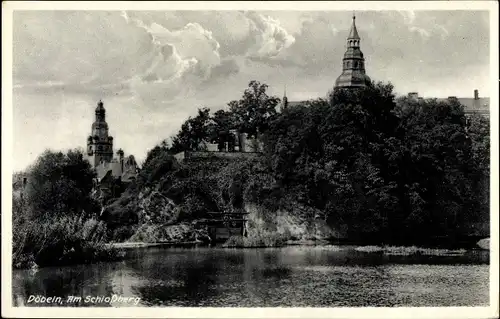 Ak Döbeln in Mittelsachsen, Partie am Schlossberg, Kirchturm