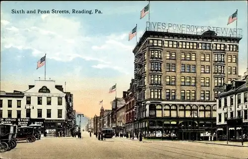 Ak Reading Pennsylvania USA, Sixth and Penn Streets, Dives Pomeroy & Stewart
