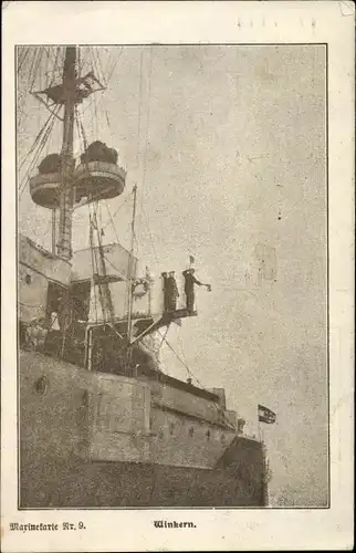 Ak Deutsches Kriegsschiff, Winkeralphabet, Winkern, Kaiserliche Marine