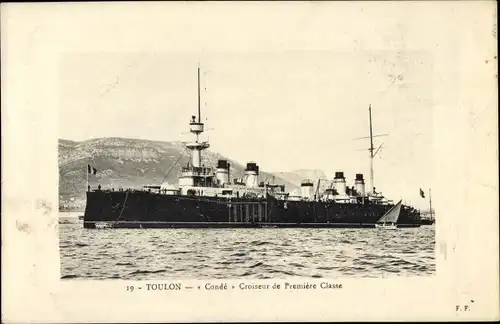 Ak Toulon Var, Französisches Kriegsschiff, Condé, Croiseur de Première Classe