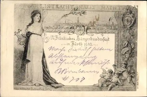 Ak Fürth in Mittelfranken Bayern, IX. Fränkisches Sängerbundesfest 1898