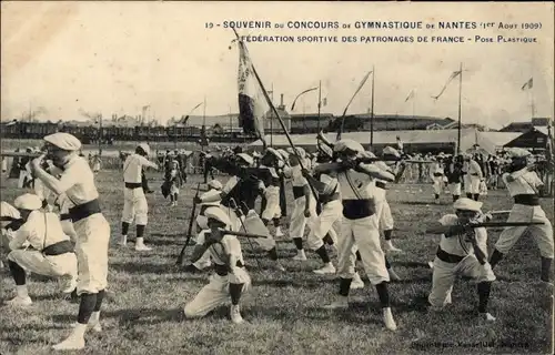 Ak Nantes Loire Atlantique, Concours de Gymnastique,1er Août 1909,Fédération Sportive,Pose Plastique