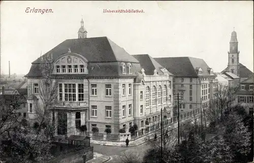 Ak Erlangen in Mittelfranken Bayern, Blick auf die Universitätsbibliothek