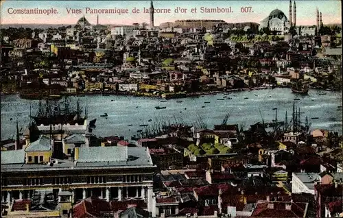 Ak Konstantinopel Istanbul Türkei, Vue panoramique de la corne d'or et Stamboul