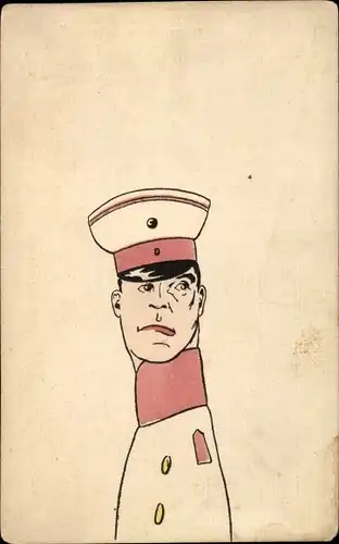 Künstler Ak Karikatur von einem Soldat in Uniform