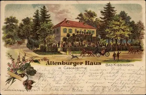 Litho Bad Kissingen Unterfranken Bayern, Altenburger Haus im Kaskadental
