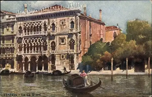 Künstler Ak Venezia Venedig Veneto, La Ca d'Oro, Gondel, Palast