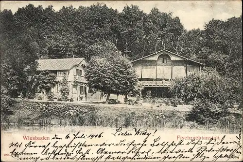 Ak Wiesbaden in Hessen, Blick zur Fischzuchtanstalt