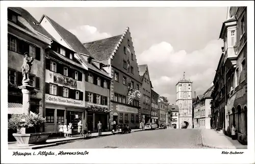 Ak Wangen im Allgäu Kreis Ravensburg Baden Württemberg, Blick in die Herrenstraße, Tor, Cafe Hölz