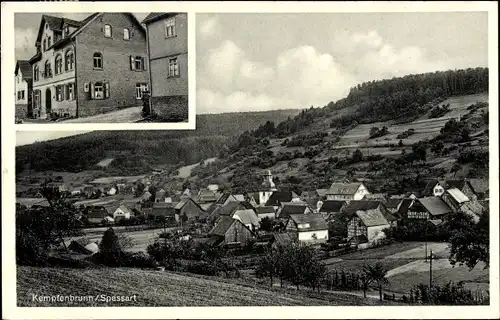 Ak Kempfenbrunn Flörsbachtal in Hessen, Gasthaus zum Löwen, Bes. Bonhard, Panorama vom Ort