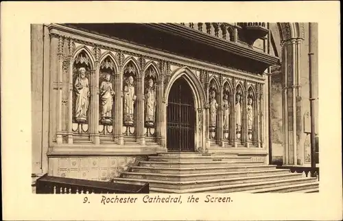 Ak Rochester South East England, Cathedral, the Screen, Innenansicht der Kathedrale
