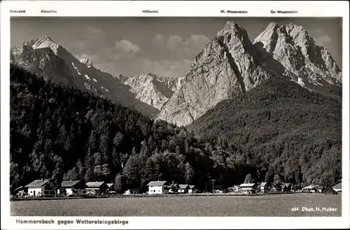 Ak Hammersbach Grainau Oberbayern, Blick auf den Ort mit Umgebung, Gebirge