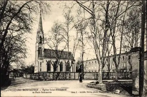 Ak Montauban Tarn et Garonne, Église Saint Théodard et Petit Séminaire