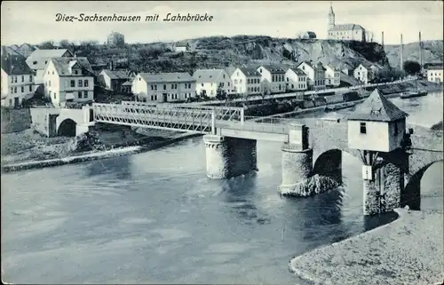 Ak Diez im Rhein Lahn Kreis Rheinland Pfalz, Sachsenhausen mit Lahn Brücke