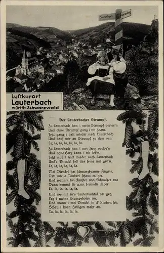 Lied Ak Lauterbach im Schwarzwald Baden Württemberg, Der Lauterbacher Strumpf, Kinder in Tracht, Ort