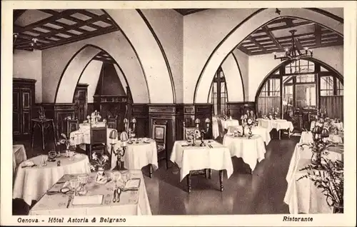 Ak Genova Genua Ligurien, Hotel Astoria & Belgrano, Ristorante, Inh. C. E. Calza