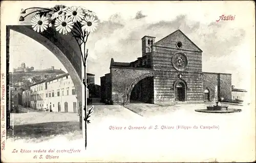 Ak Assisi Umbria, Chiesa e Convento di S. Chiara, La Rocca veduta dal contrafforte