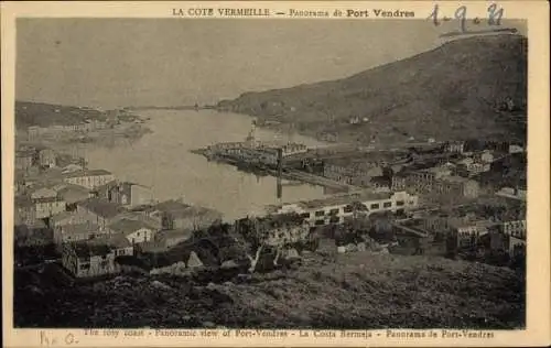 Ak Port Vendres Pyrénées Orientales, La Cote Vermeille, Panorama vom Ort