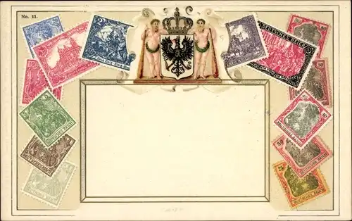 Briefmarken Litho Deutsches Reich, Wilder Mann, Adler