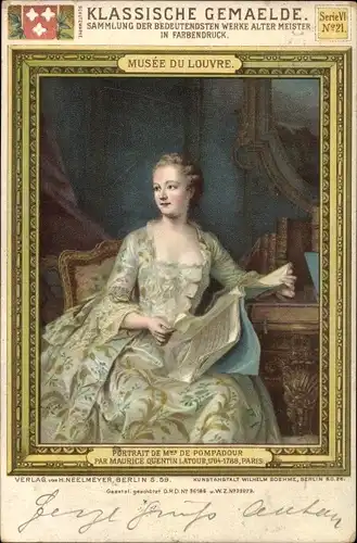 Künstler Litho Latour, Maurice Quentin Latour, Madame de Pompadour, Portrait, Märtesse Ludwig XV.