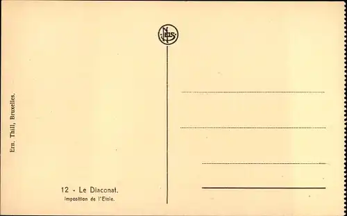 Ak Le Diaconat, Imposition de l'Etole, Auferlegung der Stola, Geistliche