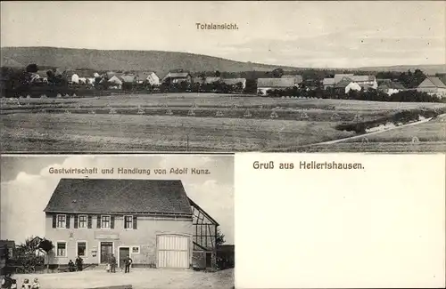 Ak Hellertshausen im Kreis Birkenfeld, Gastwirtschaft und Handlung von Adolf Kunz, Totalansicht 