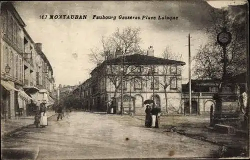Ak Montauban Tarn et Garonne Frankreich, Faubourg Gasseras, Place Lalague, Straßenpartie