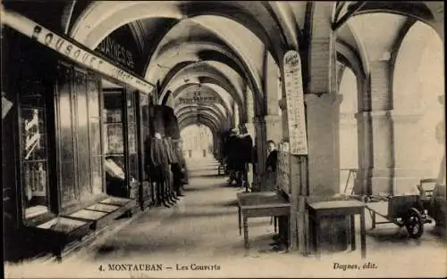 Ak Montauban Tarn et Garonne Frankreich, Les Couverts, Libraire, Bücherei