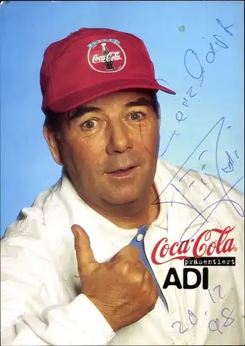 Ak Reklame für Coca Cola, Adi, Portrait, Autogramm
