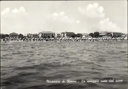 Ak Miramare di Rimini Emilia Romagna, La spiaggia vista dal mare, Strand