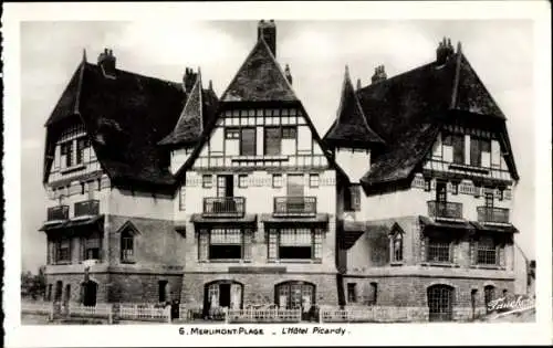 Ak Merlimont Pas de Calais, Plage, L'Hotel Picardy