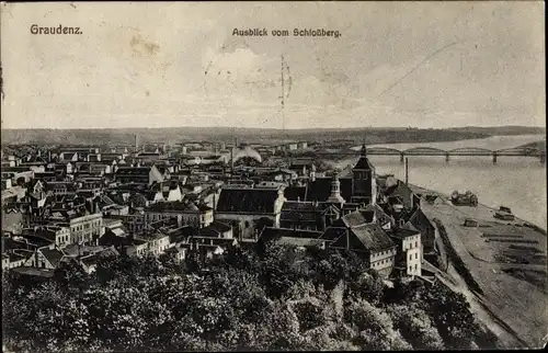 Ak Grudziądz Graudenz Westpreußen Tschechien, Ausblick vom Schloßberg