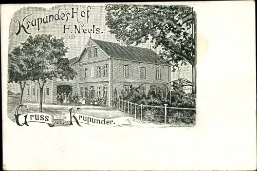 Litho Krupunder Halstenbek im Kreis Pinneberg, Krupunder Hof, Inh. H. Neels