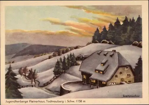 Künstler Ak Weitenweber, Todtnau im Südschwarzwald Kreis Lörrach, Jugendherberge Fleinerhaus, Winter
