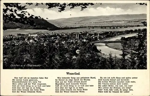 Lied Ak Höxter in Nordrhein Westfalen, Weserlied, Ortschaft mit Landschaftsblick