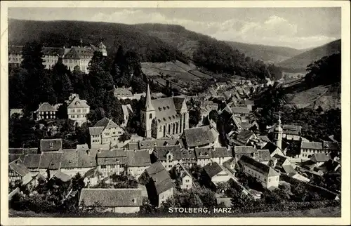 Ak Stolberg Südharz, Blick auf Stadt und Kirche, Waldlandschaft