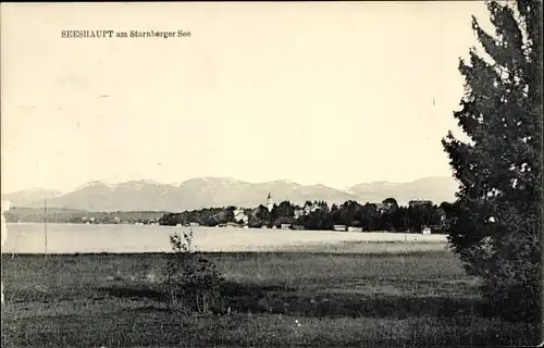 Ak Seeshaupt in Oberbayern, Starnberger See, Ortschaft mit Landschaftsblick