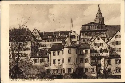 Ak Tübingen am Neckar Baden Württemberg, Partie am Neckar mit Hölderlinturm