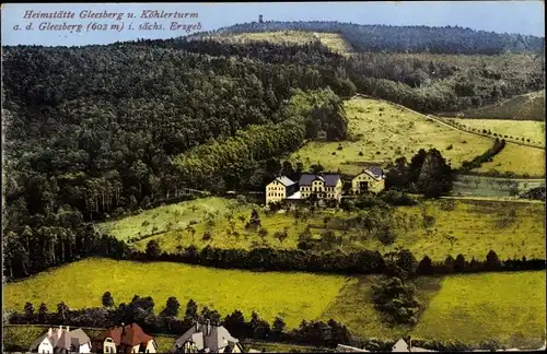 Ak Schneeberg im Erzgebirge, Blick auf Heimstätte Gleesberg und Köhlerturm