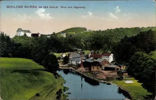 Ak Rudolstadt in Thüringen, Schloss Burgk an der Saale, Blick vom Jägersteig