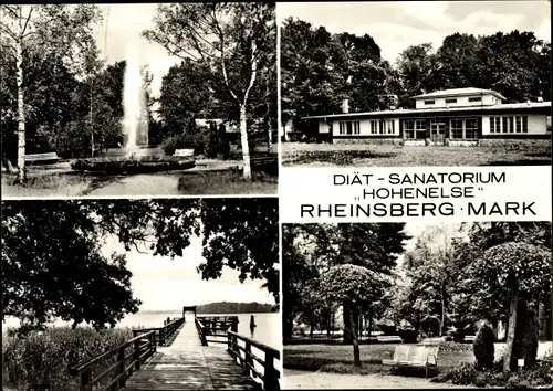 Ak Rheinsberg in Brandenburg, Diät Sanatorium Hohenelse, Wasserfontaine, Parkanlage