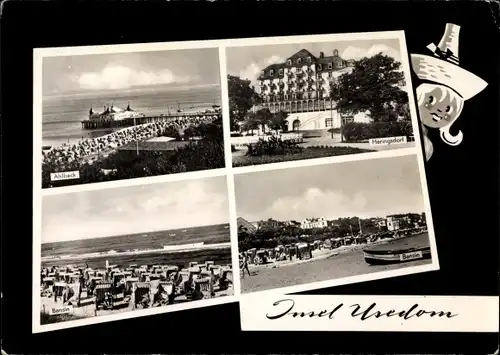 Ak Ostseebad Ahlbeck Heringsdorf, Bansin, Strandpartie, Seebrücke, Hotel, Usedom