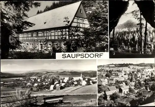 Ak Saupsdorf Sebnitz in Sachsen, Räumichtmühle, Kleinsteinhöhle, Teilansicht der Ortschaft