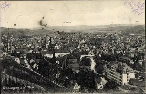 Ak Esslingen am Neckar Baden Württemberg, Totale der Stadt