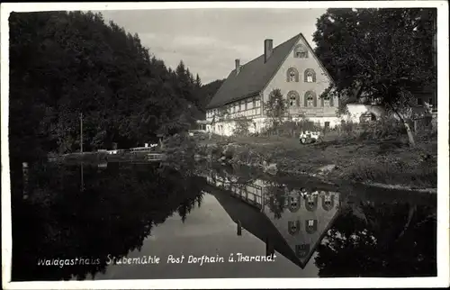 Foto Ak Dorfhain im Erzgebirge, Blick über den Dorfhain zum Waldgasthaus Stübemühle