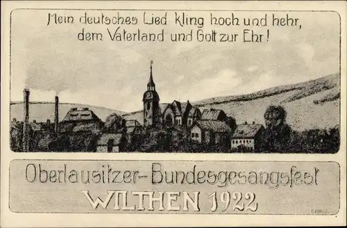 Künstler Ak Hölzel, E., Wilthen im Kreis Bautzen Sachsen, Oberlausitzer Bundesgesangsfest 1922