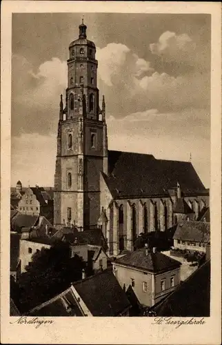 Ak Nördlingen im Nördlinger Ries Schwaben, Ansicht der St. Georgskirche