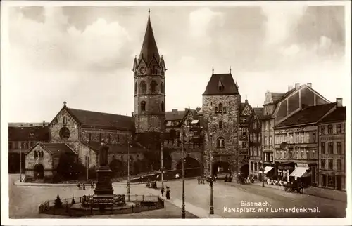 Ak Lutherstadt Eisenach in Thüringen, Partie am Karlsplatz und Luther Denkmal