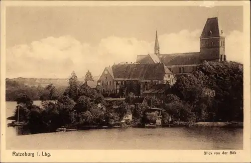 Ak Ratzeburg in Schleswig Holstein, Stadtpanorama von der Bäk